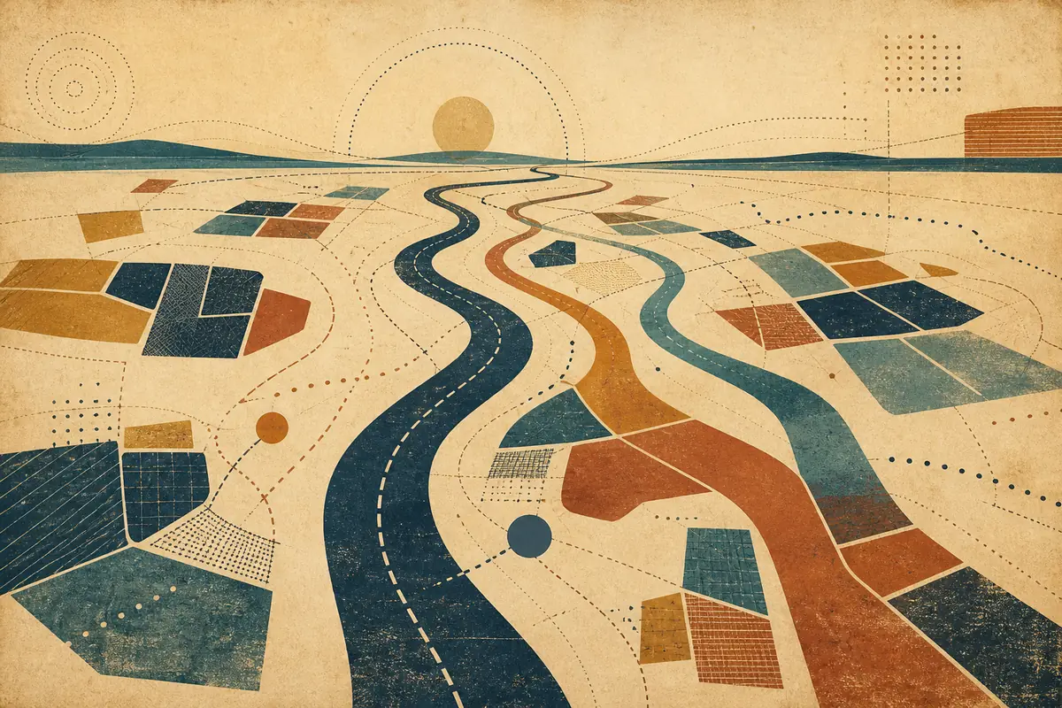 Abstract illustrated map composition for Kearney, United States