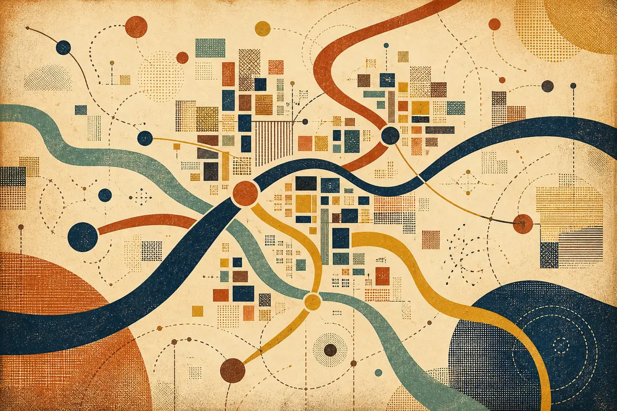 Abstract illustrated map composition for Kearny, United States