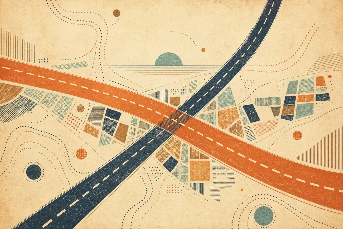 Abstract illustrated map composition for Ken Caryl, United States