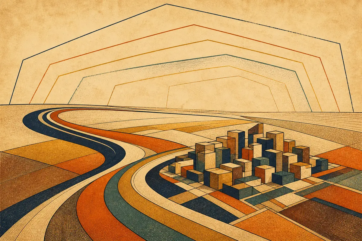 Abstract illustrated map composition for Kenosha, United States