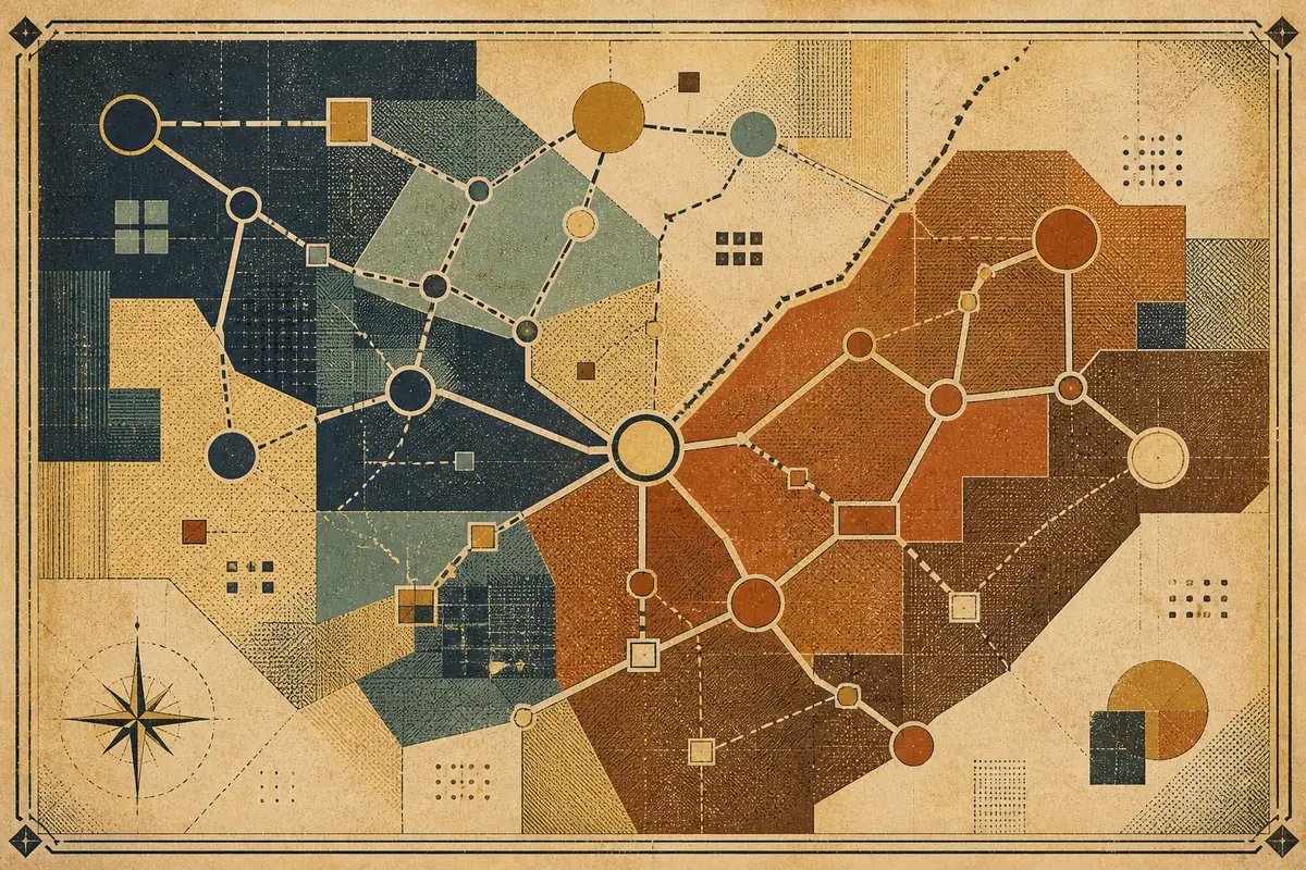 Abstract illustrated map composition for Kent, United States
