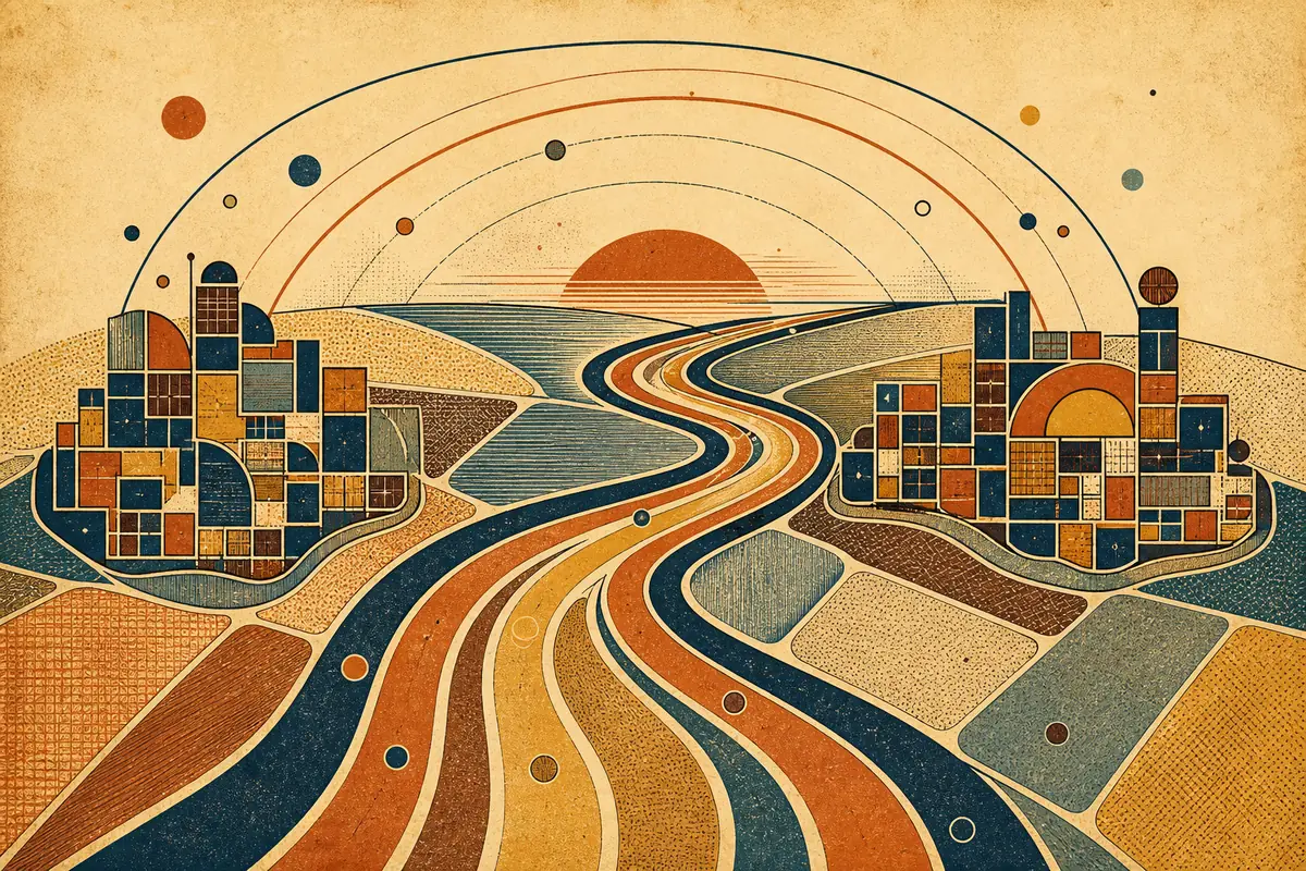 Abstract illustrated map composition for Kirkland, United States