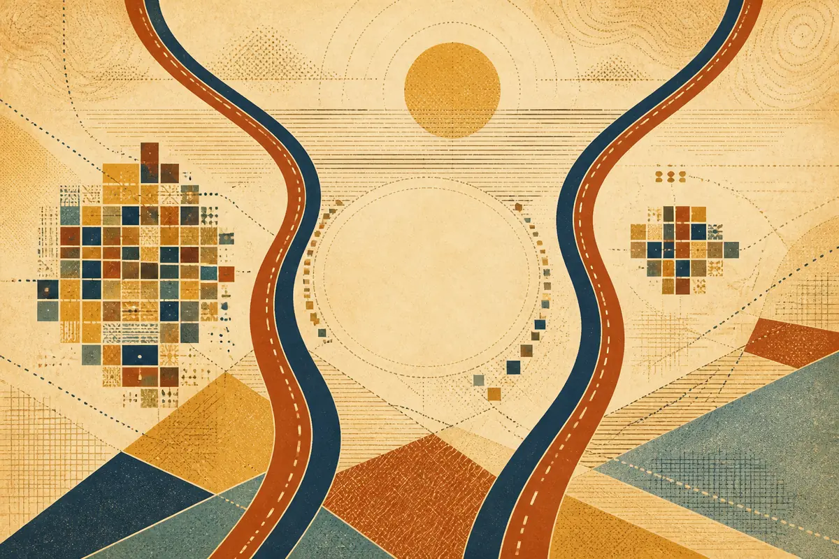 Abstract illustrated map composition for Kirkwood, United States