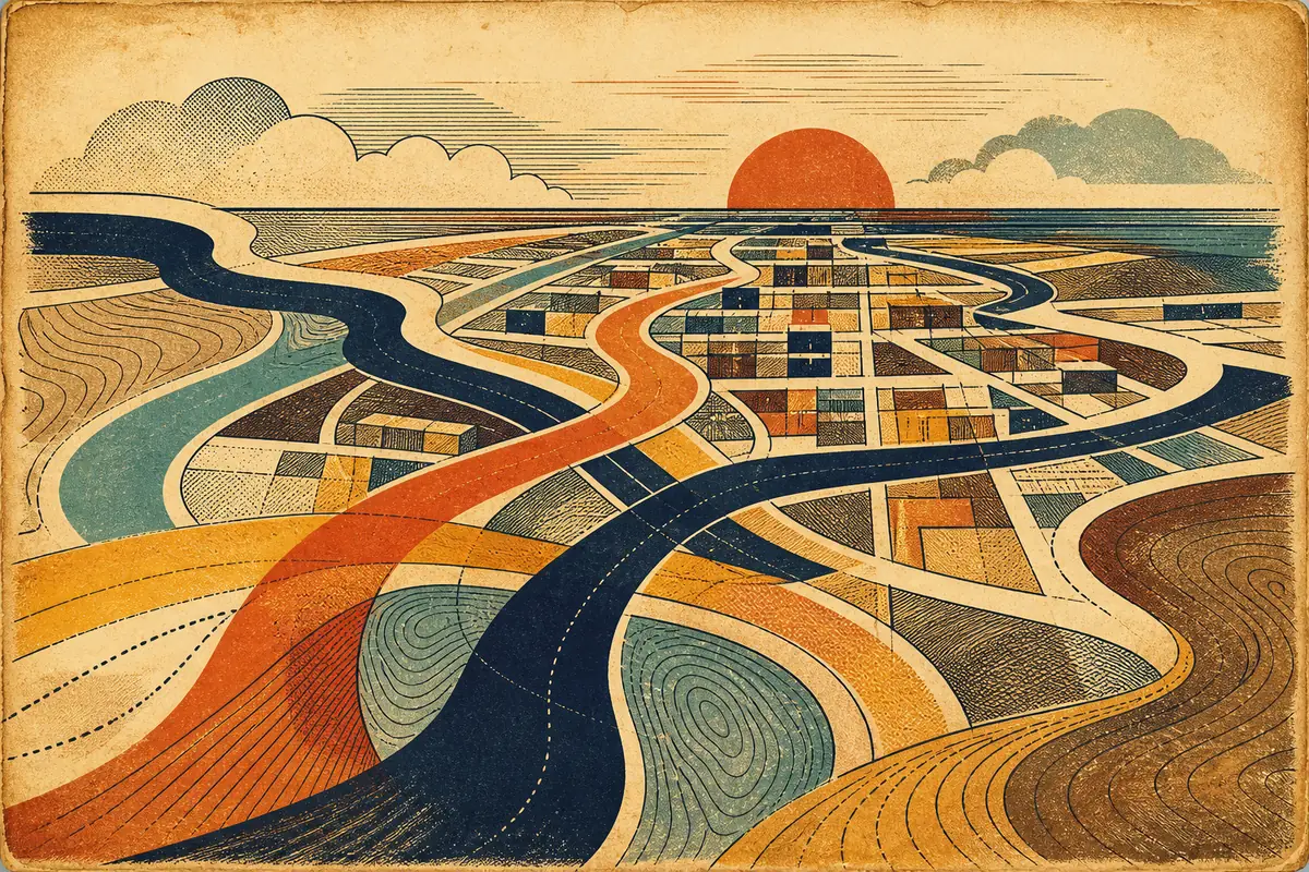 Abstract illustrated map composition for Kissimmee, United States