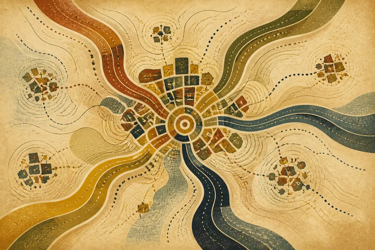 Abstract illustrated map composition for Knoxville, United States