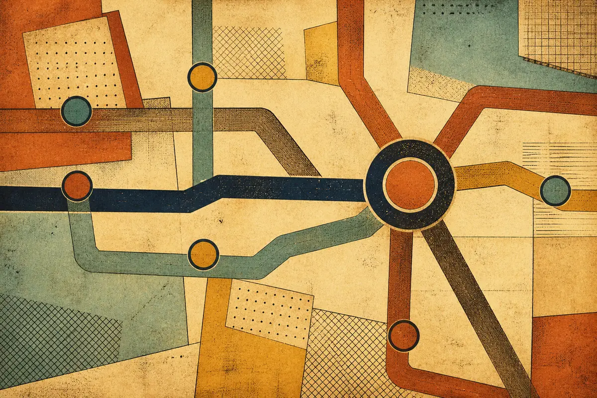 Abstract illustrated map composition for Kokomo, United States