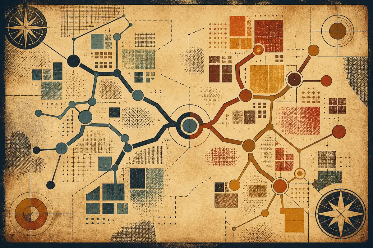 Abstract illustrated map composition for Kuna, United States