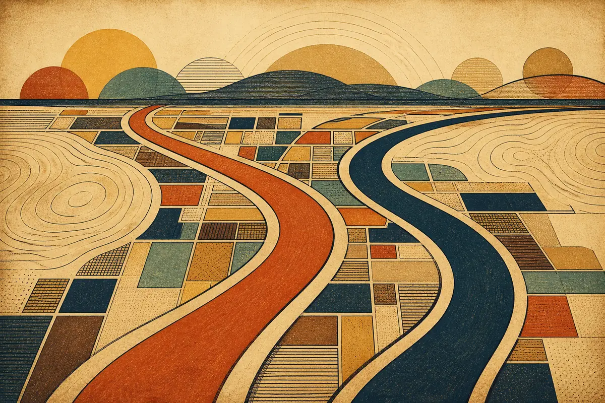 Abstract illustrated map composition for La Crosse, United States
