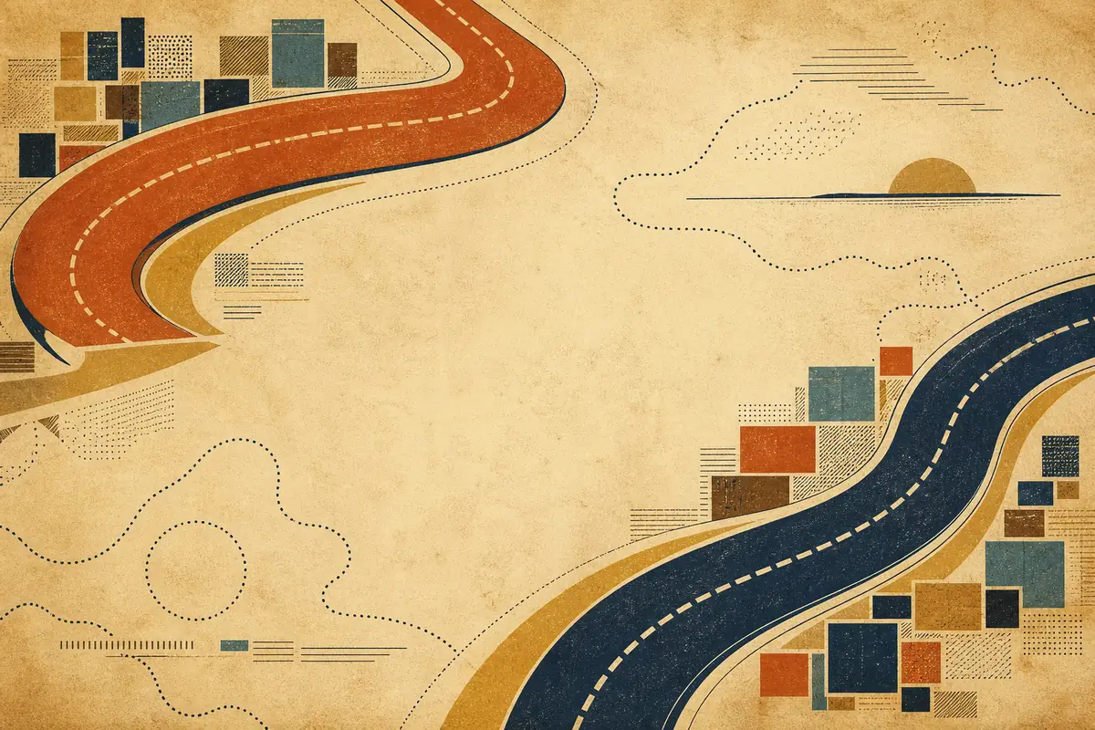 Abstract illustrated map composition for La Mirada, United States