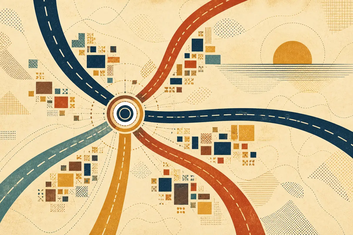 Abstract illustrated map composition for La Presa, United States
