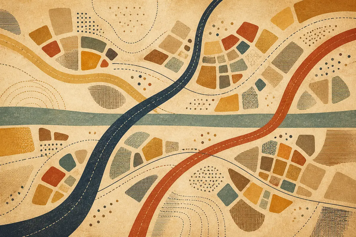 Abstract illustrated map composition for La Puente, United States