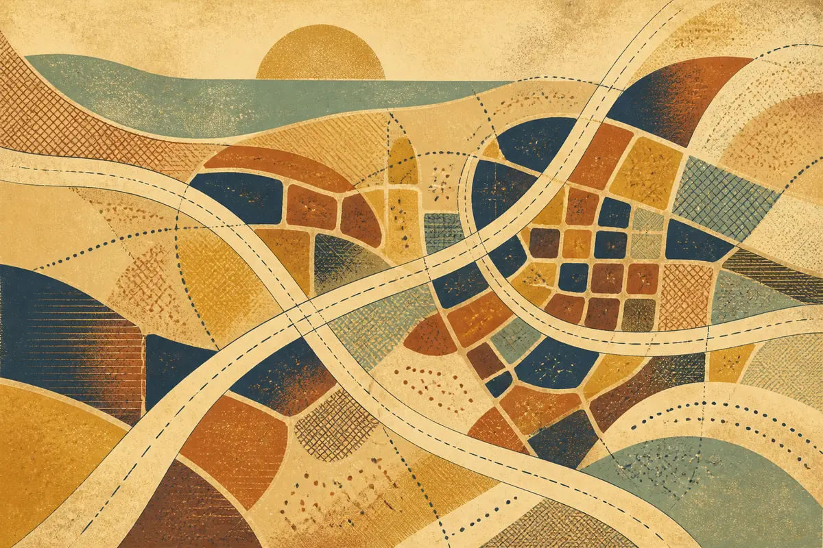 Abstract illustrated map composition for La Quinta, United States