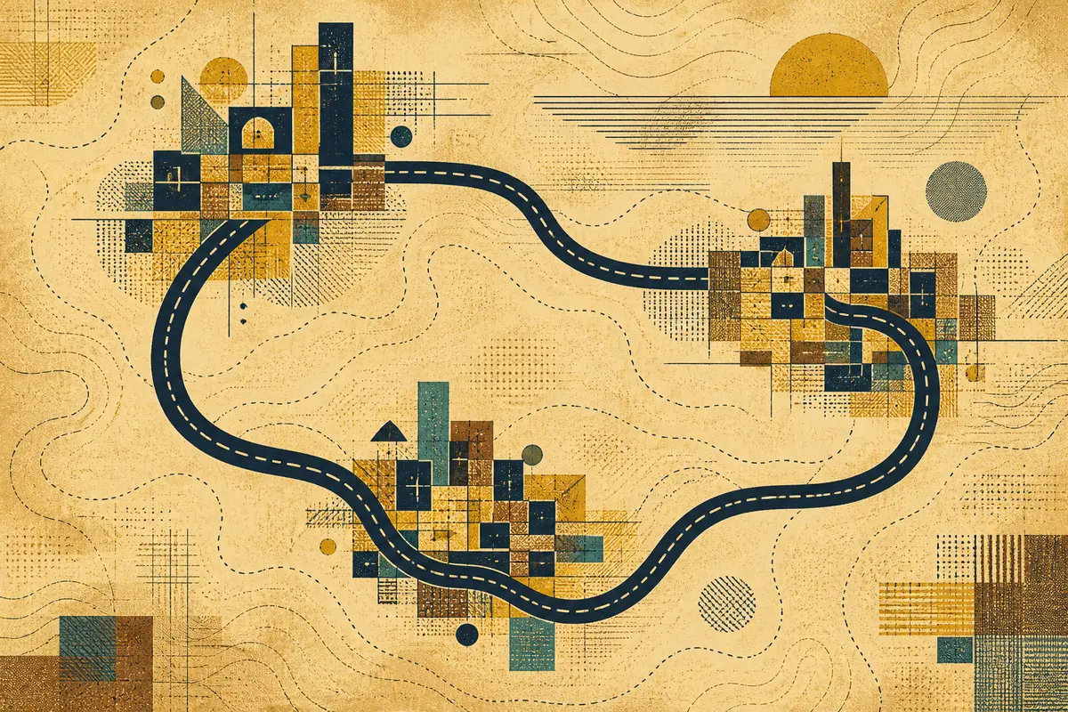 Abstract illustrated map composition for La Vergne, United States