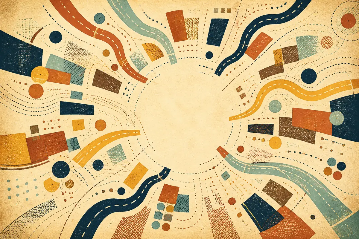Abstract illustrated map composition for La Verne, United States