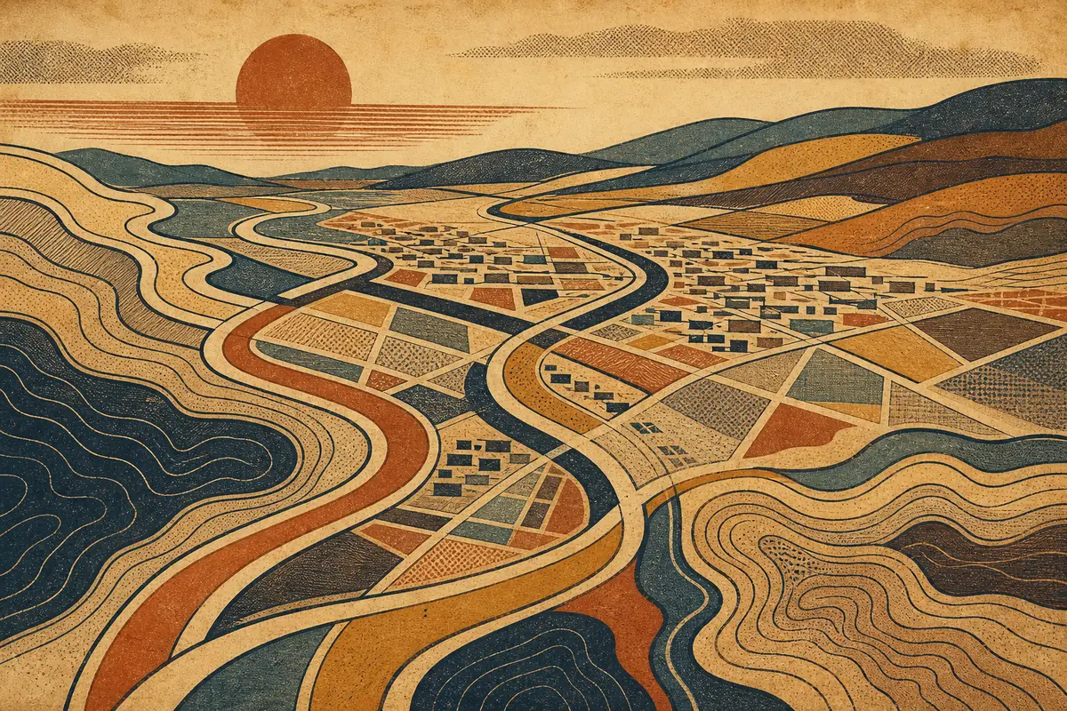 Abstract illustrated map composition for Lafayette, United States