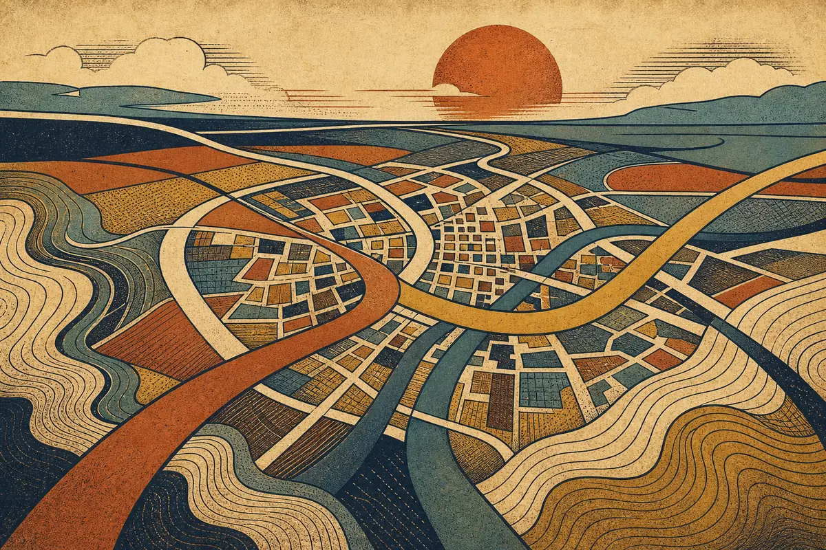 Abstract illustrated map composition for Lafayette, United States