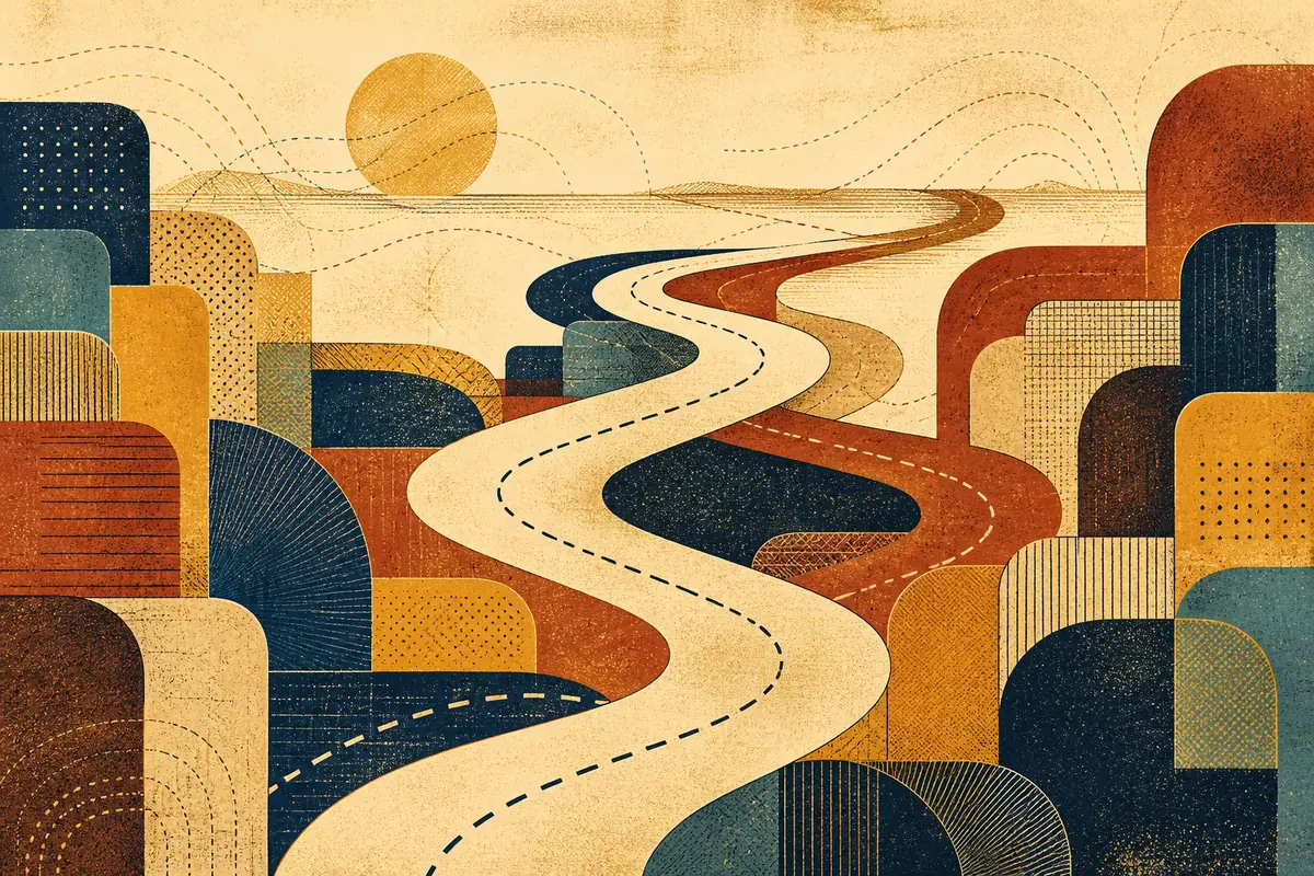 Abstract illustrated map composition for Laguna Hills, United States