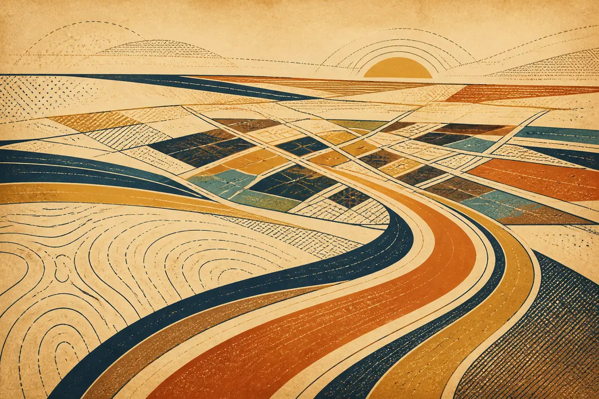 Abstract illustrated map composition for Lake Elsinore, United States