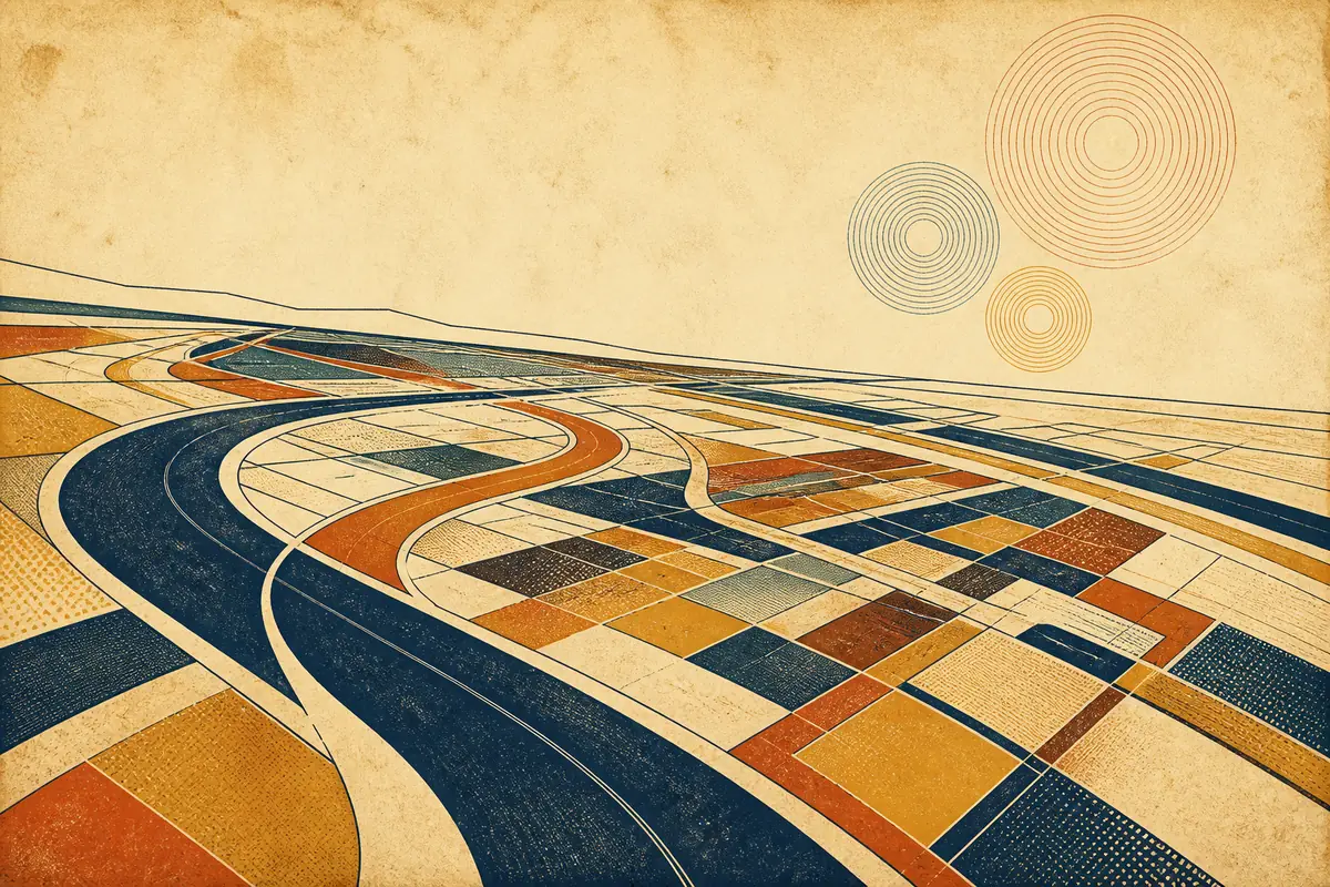 Abstract illustrated map composition for Lake Forest, United States