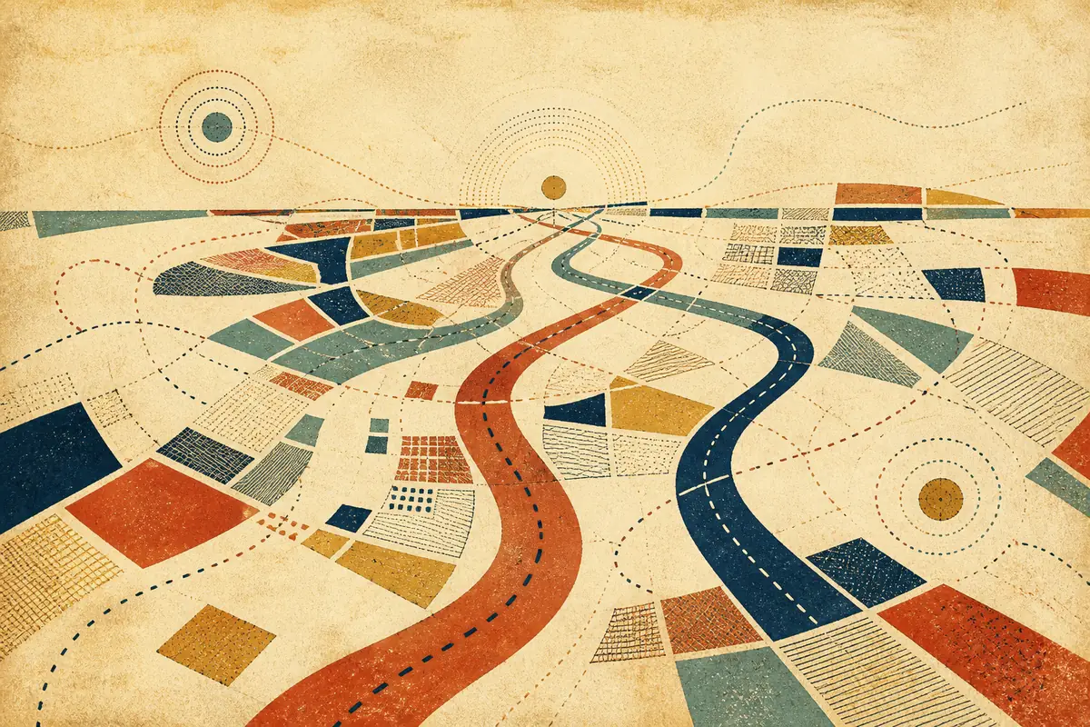 Abstract illustrated map composition for Lake Magdalene, United States