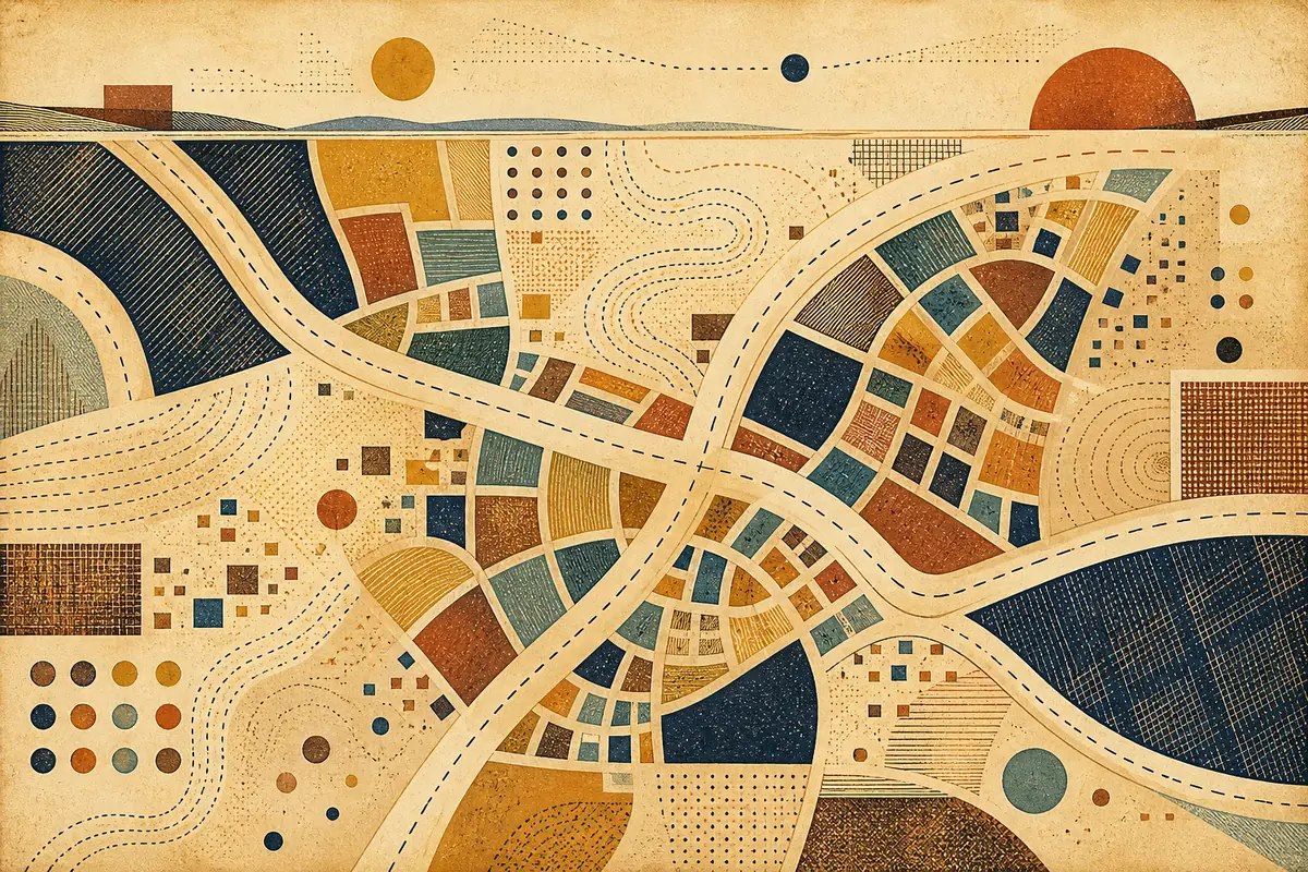 Abstract illustrated map composition for Lake Oswego, United States