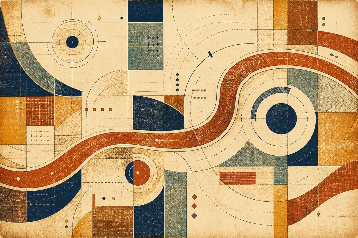 Abstract illustrated map composition for Lake Ridge, United States