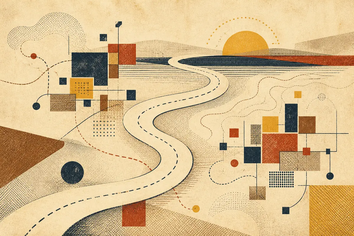 Abstract illustrated map composition for Lakeside, United States
