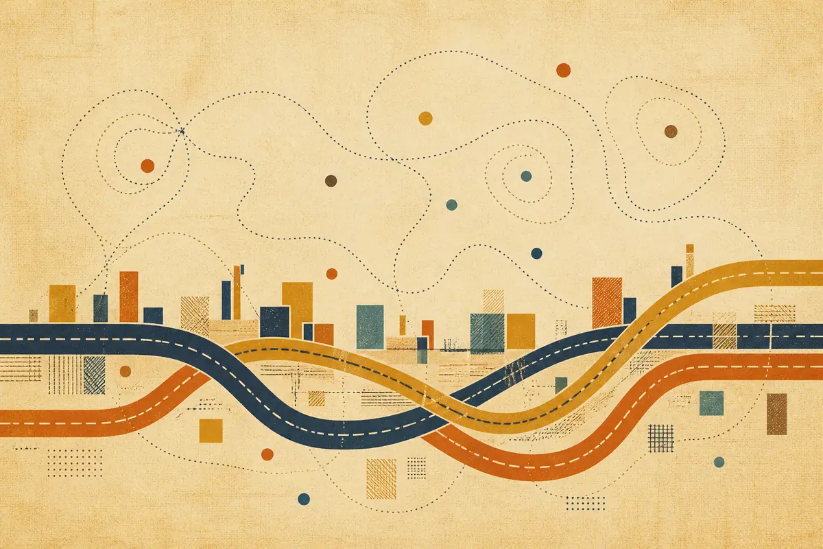 Abstract illustrated map composition for Lakewood, United States