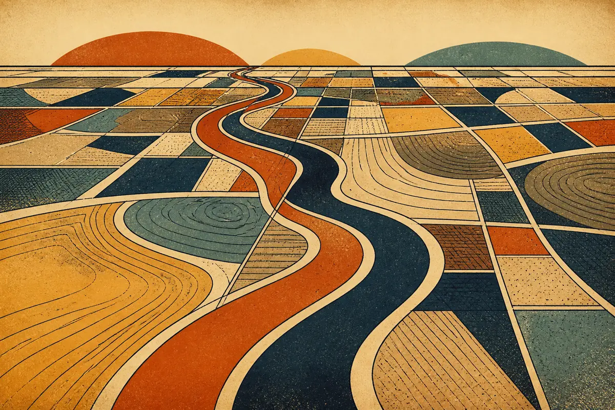 Abstract illustrated map composition for Lakewood, United States