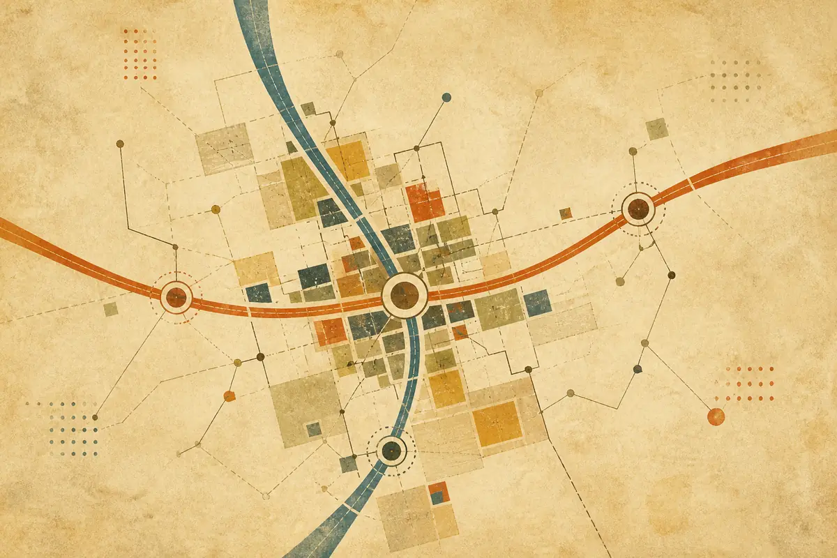 Abstract illustrated map composition for Lancaster, United States