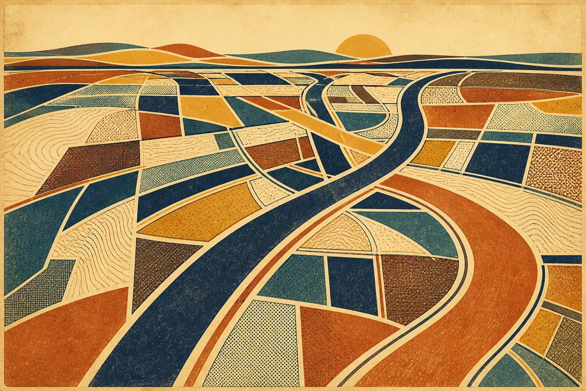 Abstract illustrated map composition for Lancaster, United States
