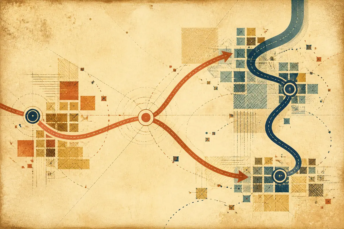 Abstract illustrated map composition for Land O' Lakes, United States