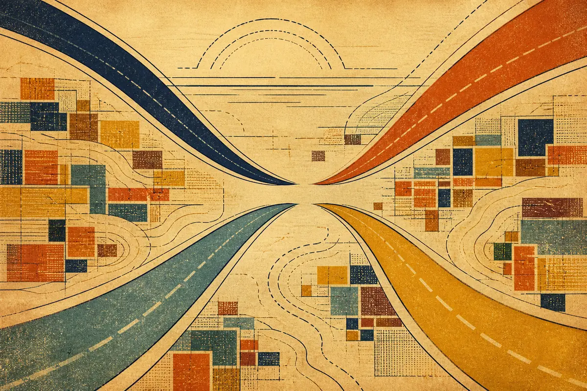 Abstract illustrated map composition for Las Cruces, United States