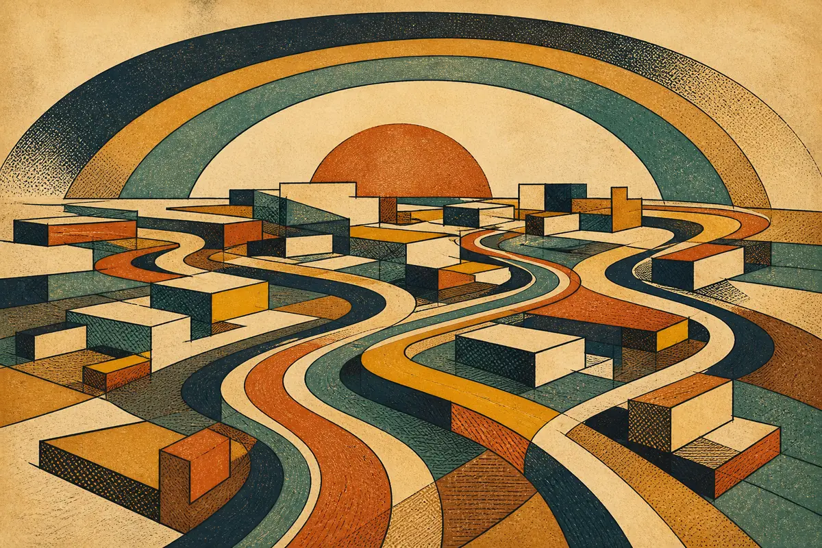 Abstract illustrated map composition for Lauderhill, United States