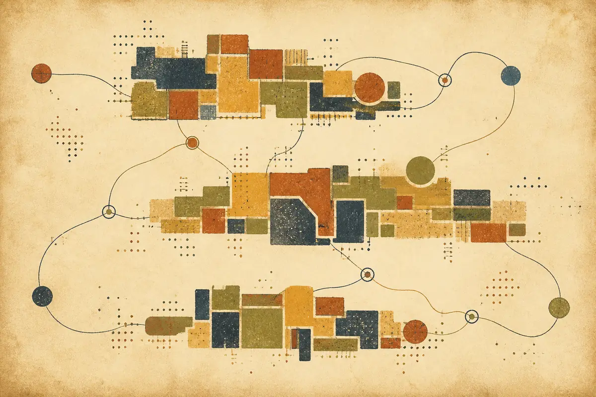 Abstract illustrated map composition for Lawrence, United States