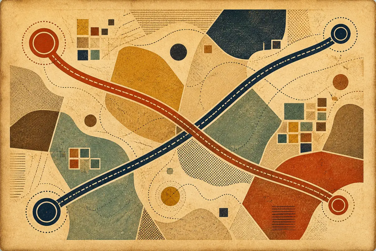 Abstract illustrated map composition for Lawrence, United States