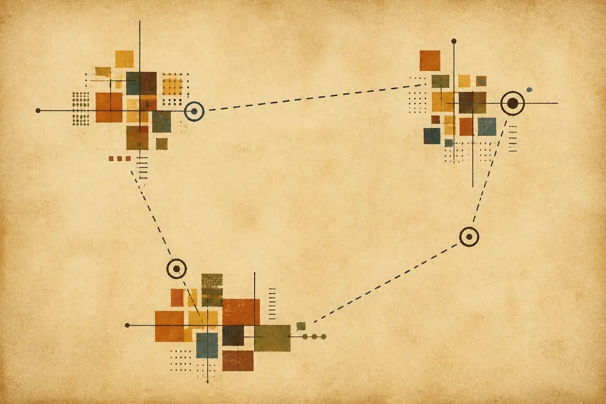Abstract illustrated map composition for League City, United States
