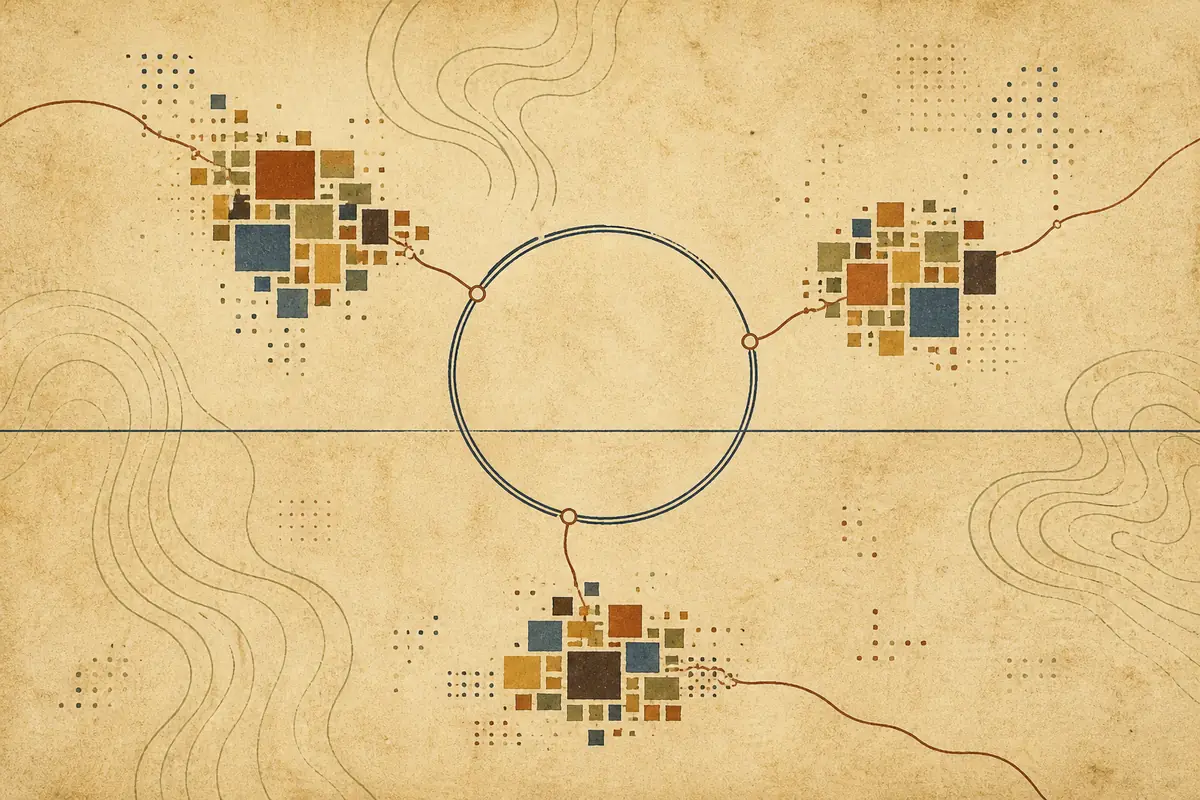 Abstract illustrated map composition for Leander, United States
