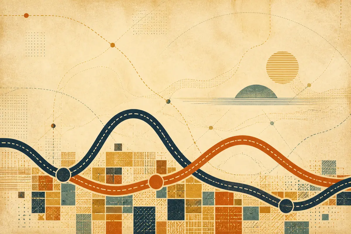 Abstract illustrated map composition for Leawood, United States