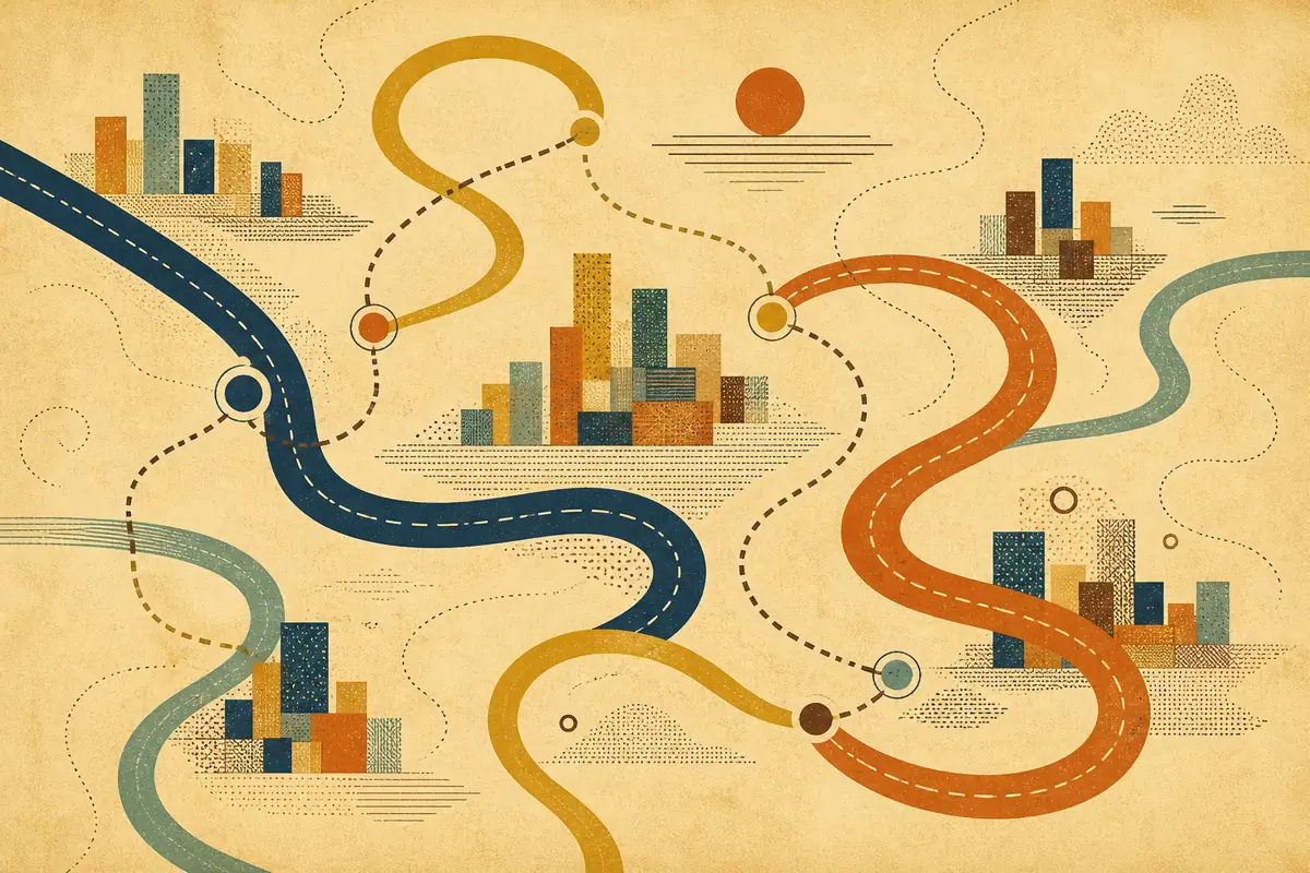 Abstract illustrated map composition for Lebanon, United States