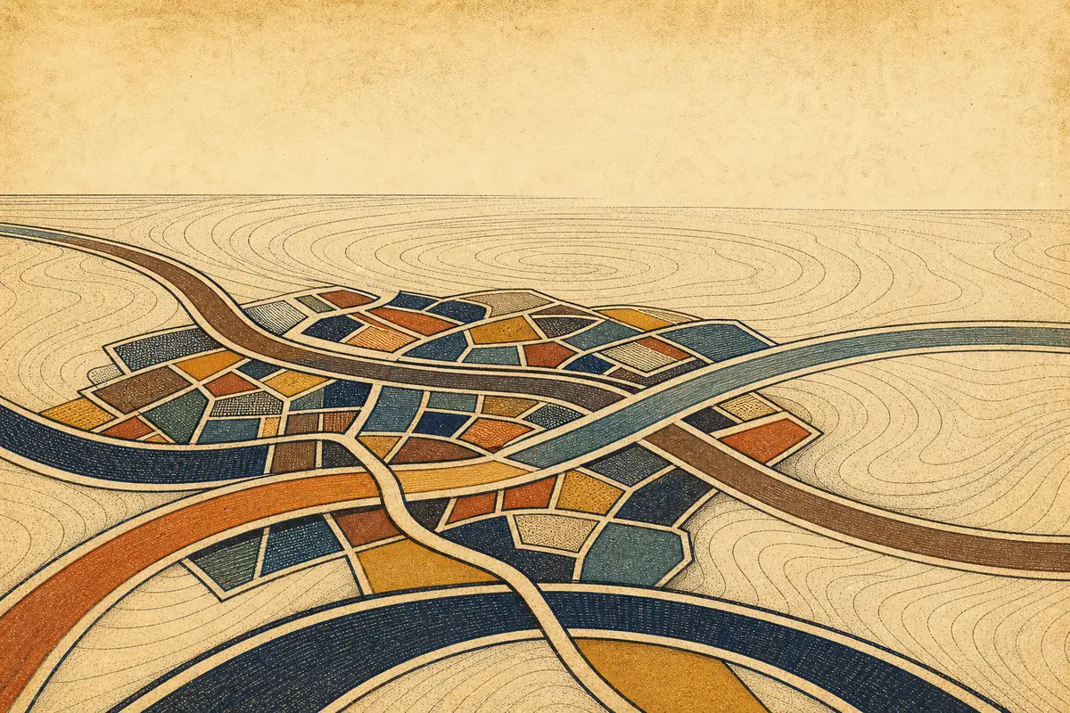 Abstract illustrated map composition for Lebanon, United States
