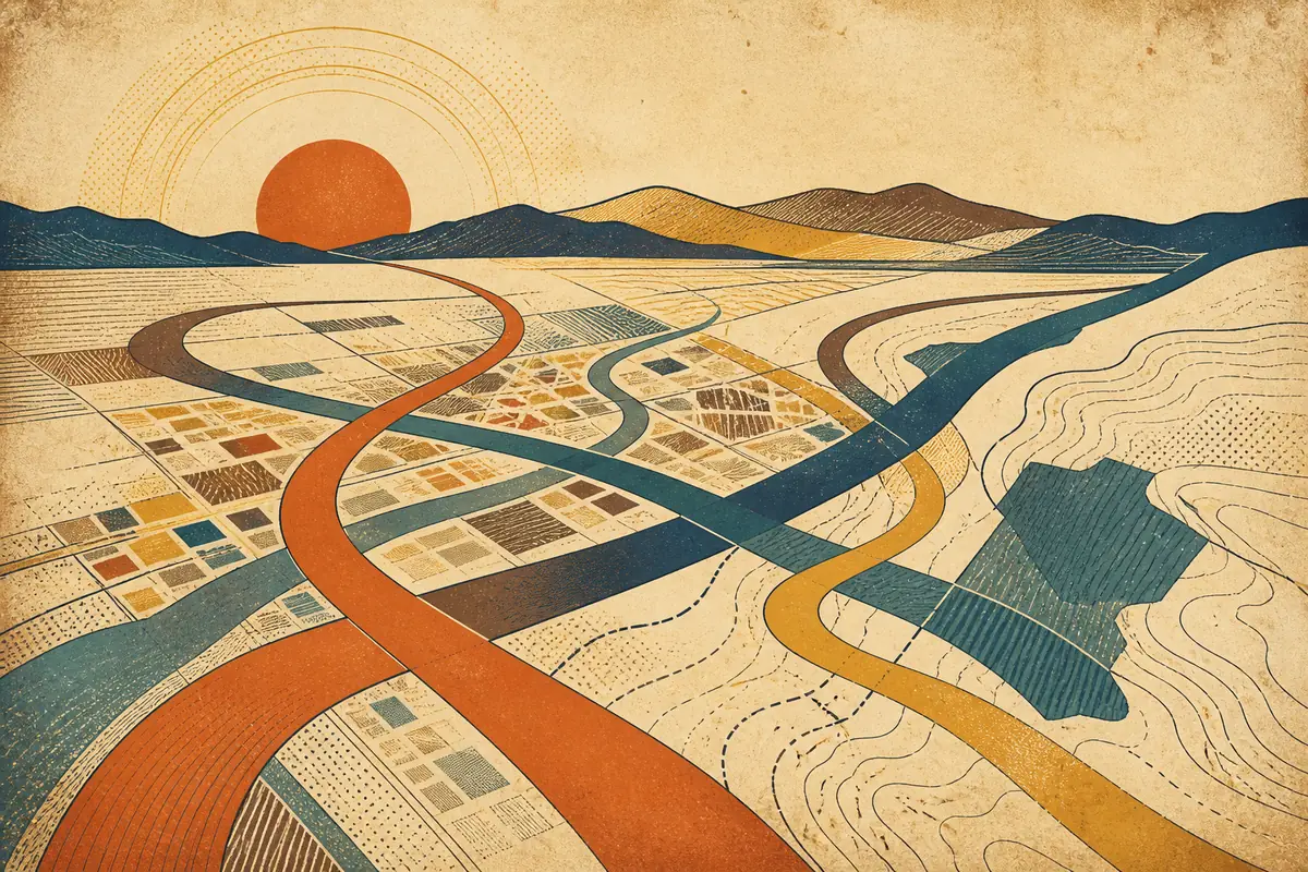 Abstract illustrated map composition for Lehi, United States