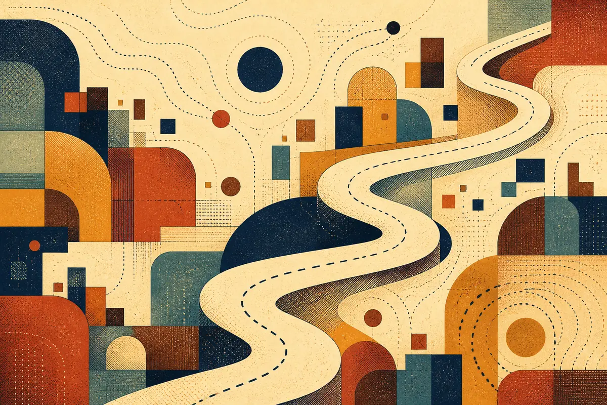 Abstract illustrated map composition for Leland, United States