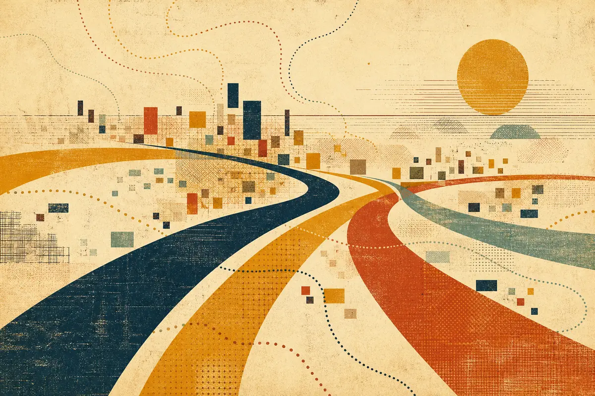 Abstract illustrated map composition for Levittown, United States