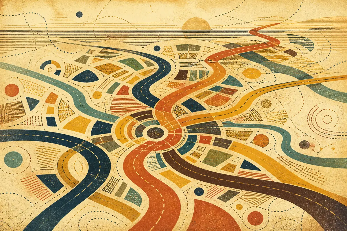 Abstract illustrated map composition for Levittown, United States