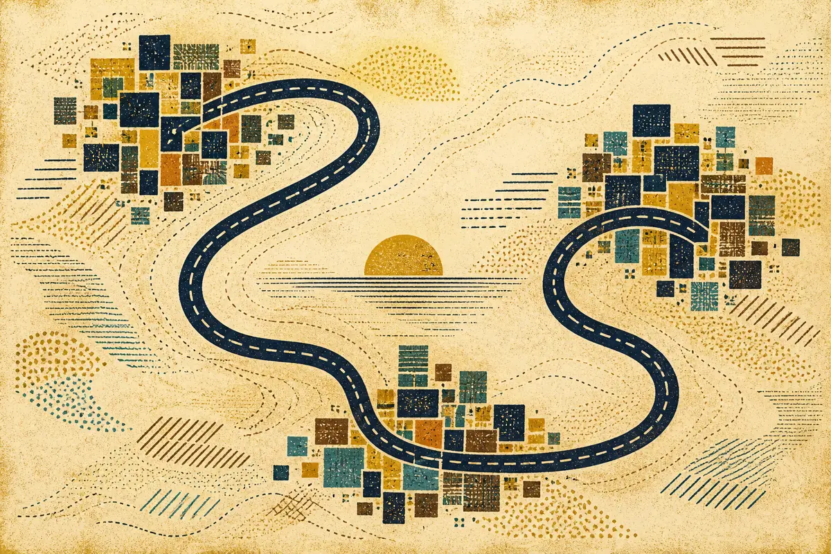 Abstract illustrated map composition for Lewiston, United States