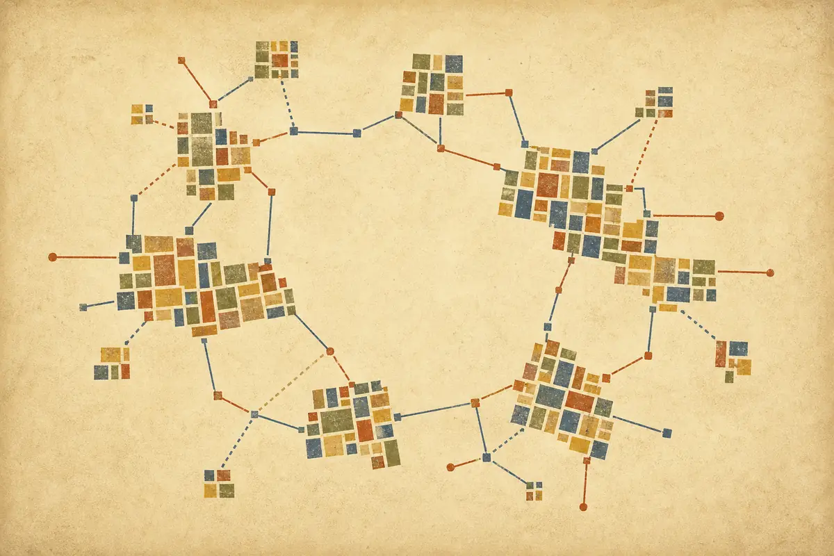 Abstract illustrated map composition for Lewisville, United States