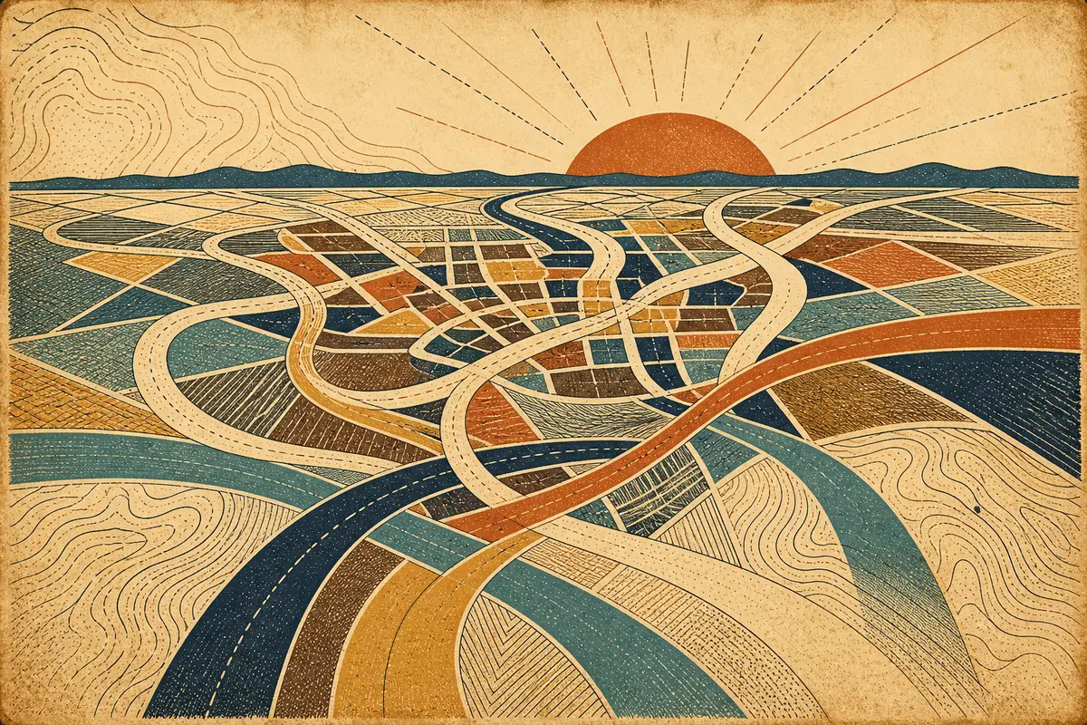 Abstract illustrated map composition for Lexington, United States
