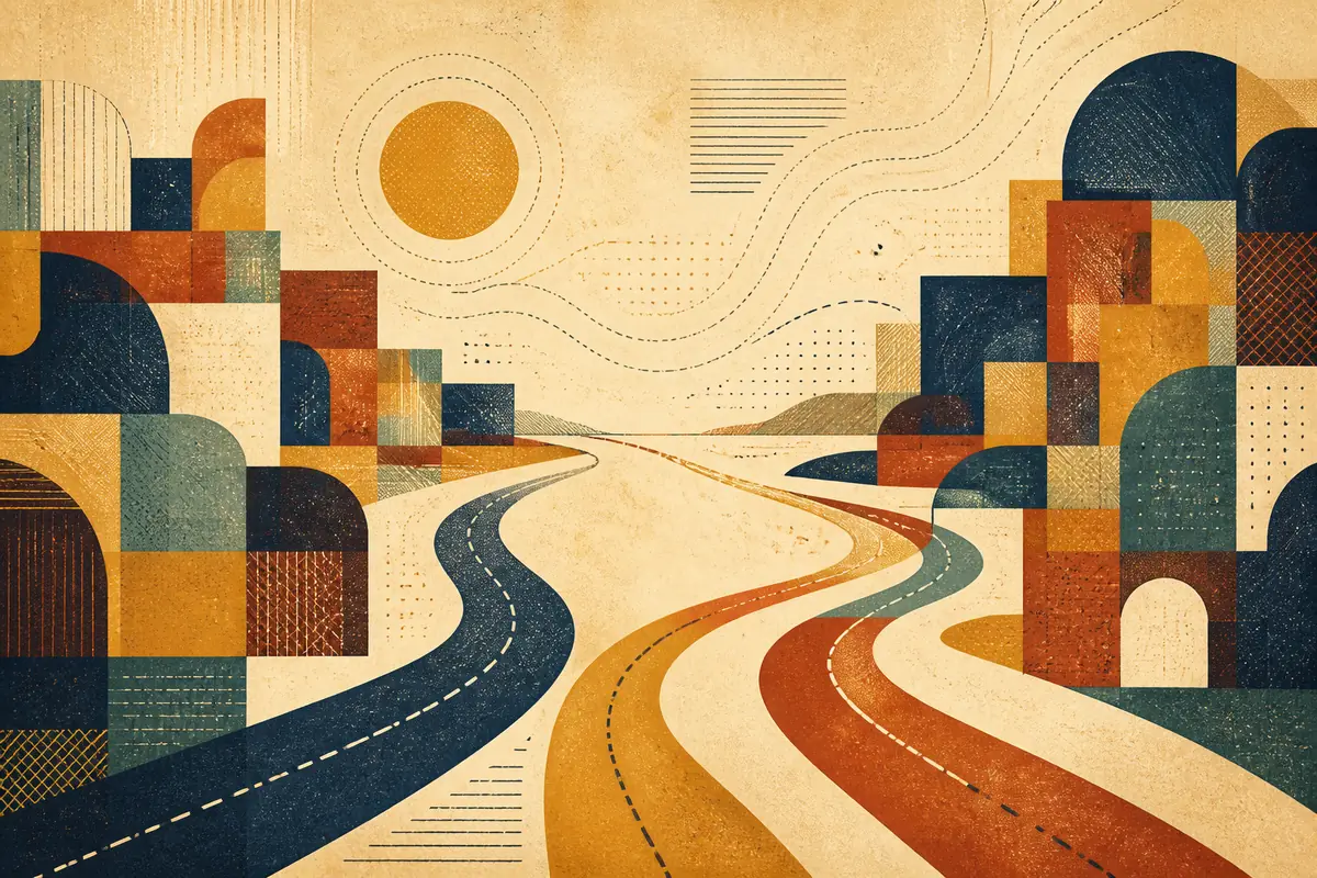 Abstract illustrated map composition for Liberty, United States