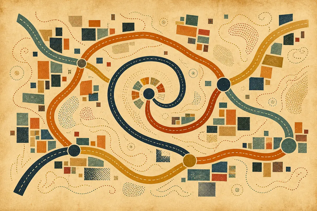 Abstract illustrated map composition for Lincoln, United States